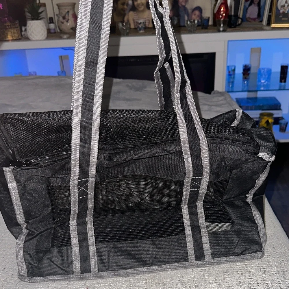 Black and Gray Mesh Tote carrier Bag for a small dog or cat